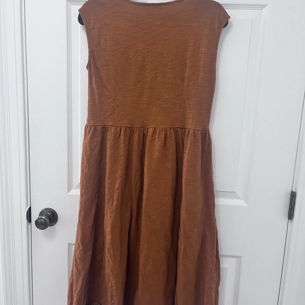 Dark Honey Brown Cap Sleeve Dress - Picture 7 of 8